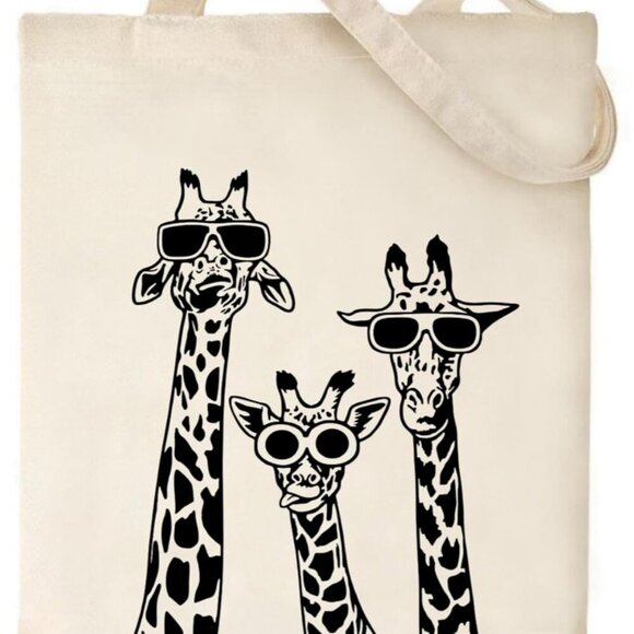Brand New Giraffe Canvas Tote 15.7in Women's Durable Shoulder Bag - Picture 1 of 7